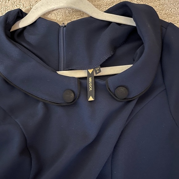 Elegant Navy/Black Midi Dress women’s size M - Picture 3 of 4